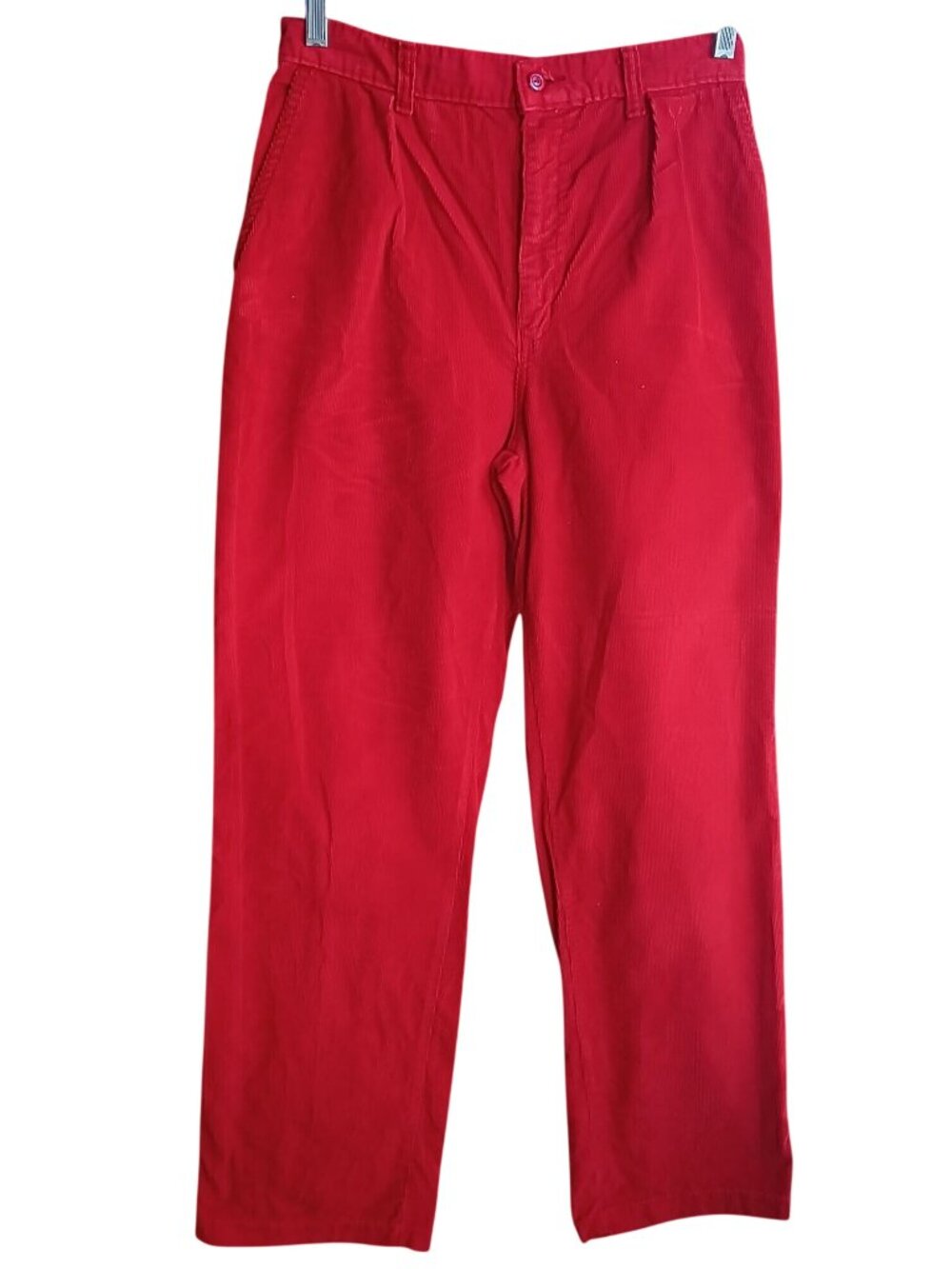 29x32 Corduroy Preppy Pants Vintage 80's Britannia Cherry Red High Waist